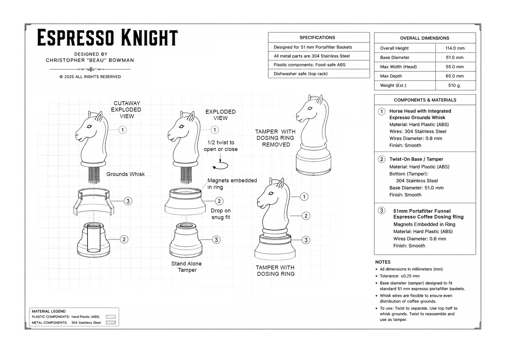 Espresso Knight black and white view