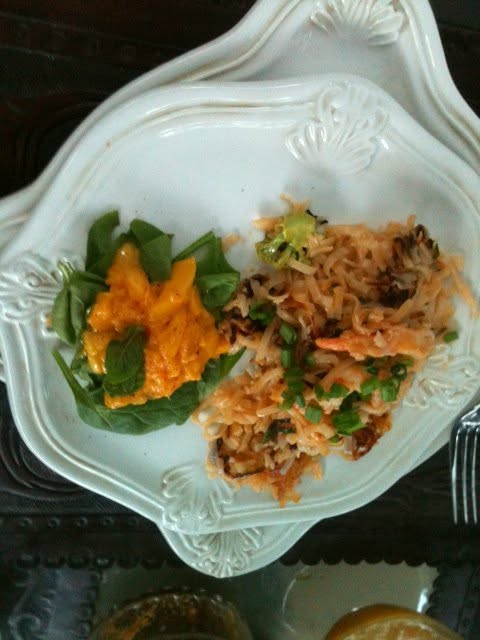 Shrimp coconut Pad Tia with spiced mango salad