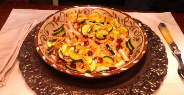 a lovely pasta dinner with fresh veggies