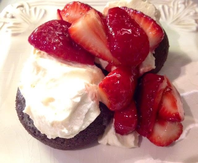 Home made glutton free chocolate cupcakes with organic strawberrie