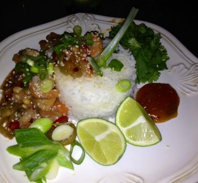Sweat & Spicy Orange Shrimp - dinner at the Beaus Bistro tonight