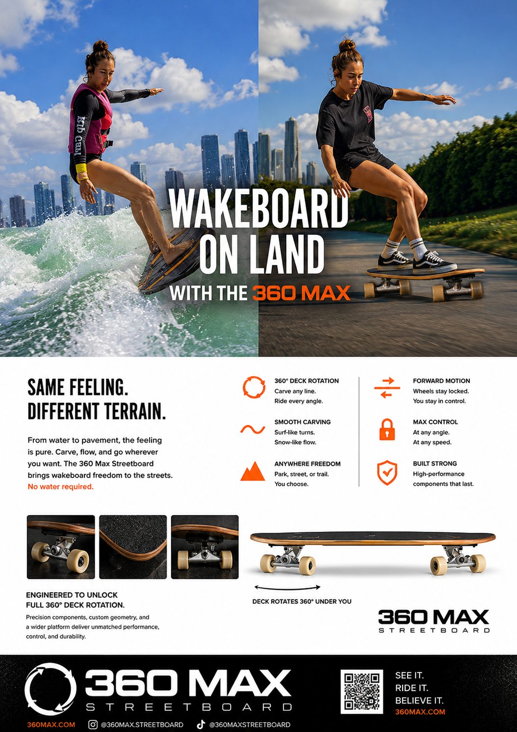 Wakeboard on land with the 360 Max ad concept